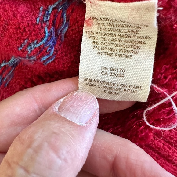 FREE PEOPLE RED POINTELLE OPEN BACK SWEATER - Picture 7 of 9